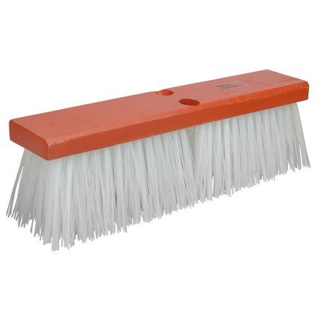 WEILER 14" Street Broom, 4" Trim, White Polypropylene Fill, Orange Block 70210